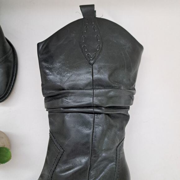 BCBGeneration "Silk" Slouchy Black Leather Cowboy Boots Western Size 7.5 - Picture 6 of 12